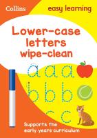 Collins Easy Learning: Lower Case Letters Wipe-Clean Activity Book (Ages 3-5)