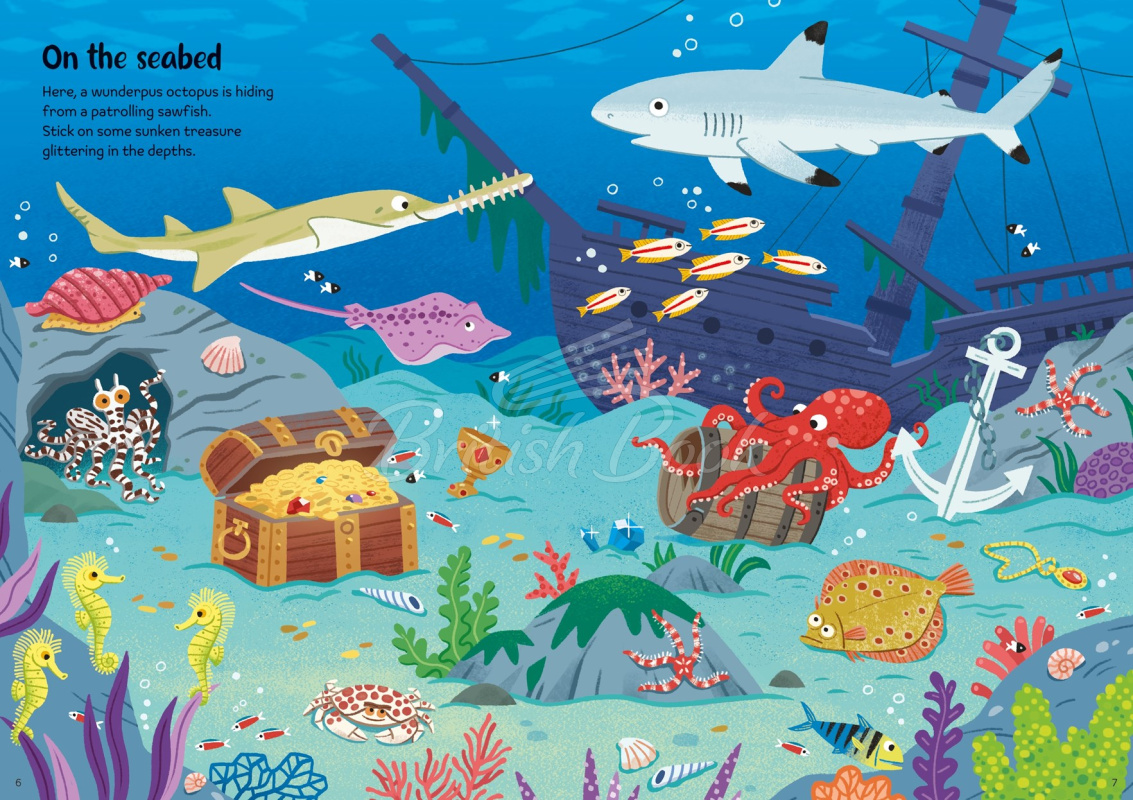 Книга Sparkly Sea Creatures Sticker Book изображение 5