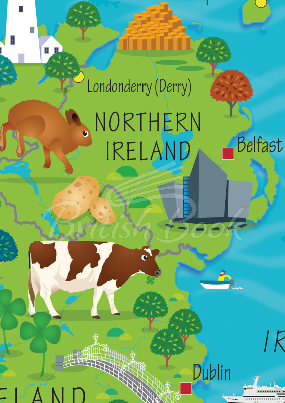 Карта Collins Children's Wall Map of the United Kingdom and Ireland зображення 4