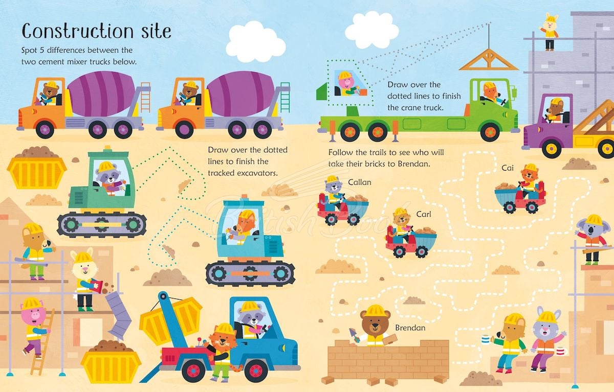 Книга Wipe-Clean Trucks and Diggers Activities изображение 3