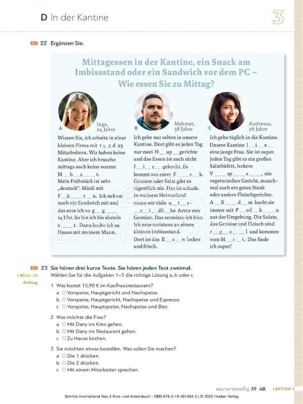 Учебник и рабочая тетрадь Schritte international Neu 3 Kurs- und Arbeitsbuch mit Audios online изображение 18