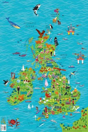 Карта Collins Children's Wall Map of the United Kingdom and Ireland зображення