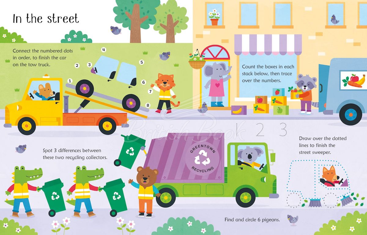 Книга Wipe-Clean Trucks and Diggers Activities изображение 2