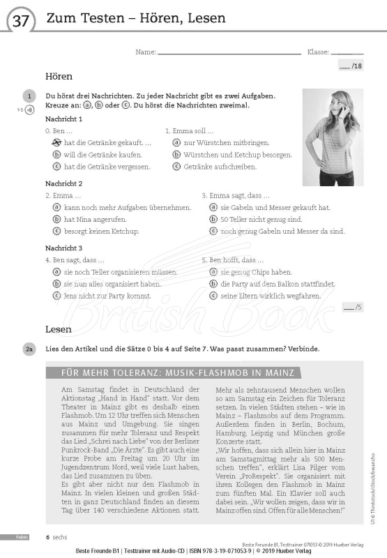 Книга с тестами Beste Freunde B1 Testtrainer mit Audio-CD изображение 4