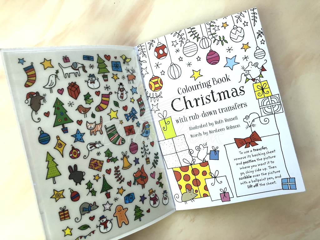 Книга Colouring Book Christmas with Rub-Down Transfers изображение 2