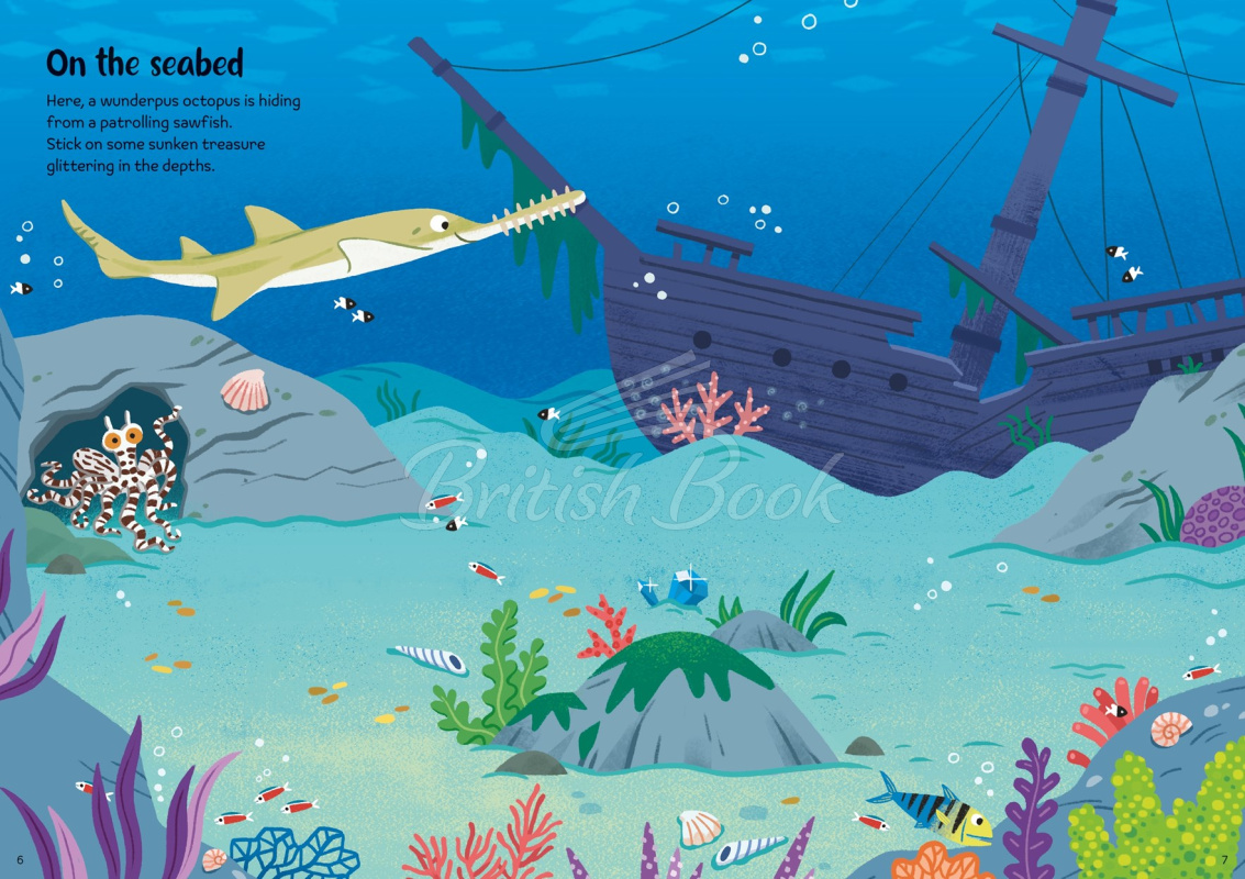 Книга Sparkly Sea Creatures Sticker Book изображение 4