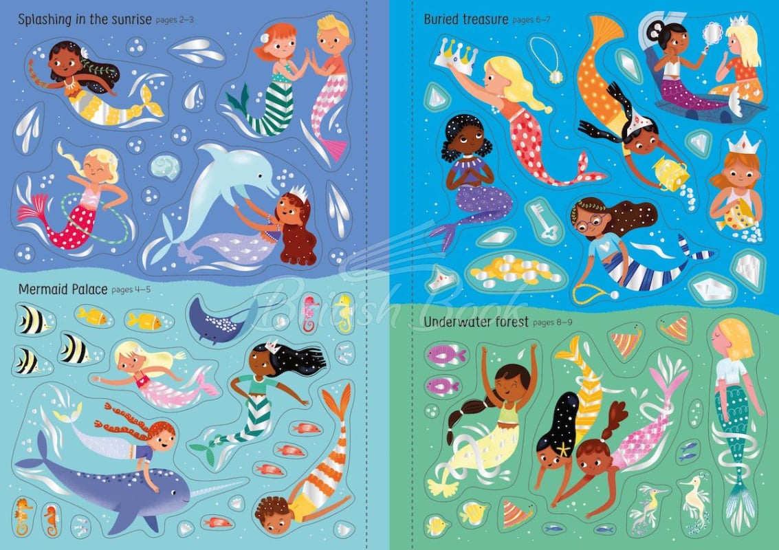Книга Sparkly Mermaids Sticker Book зображення 4