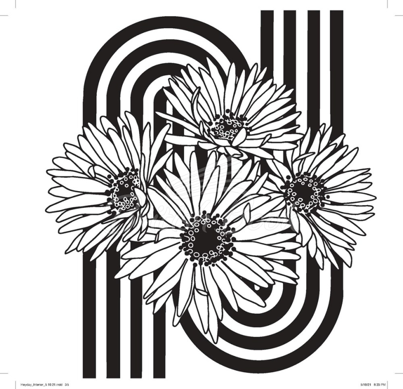 Книга Heyday: A Retro Flower Design Coloring Book изображение 3