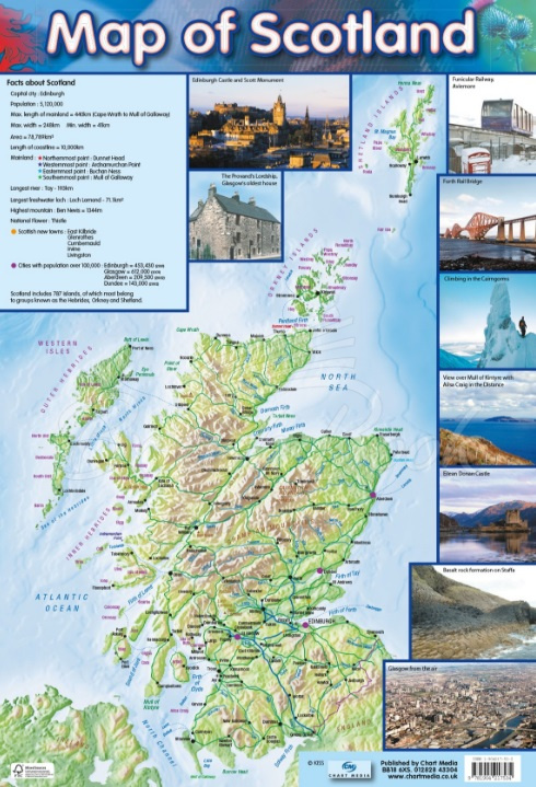 Карта Map of Scotland Poster зображення