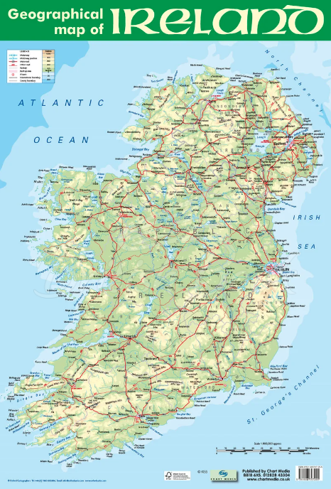 Карта Geographical Map of Ireland зображення
