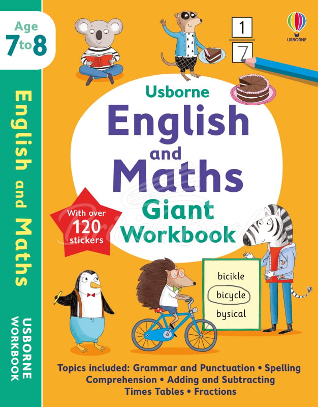 Книга Usborne Workbooks: English and Maths Giant Workbook 7-8 зображення