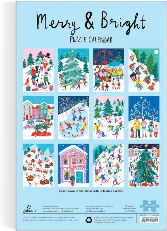 Пазл Louise Cunningham Merry and Bright 12 Days of Christmas Advent Puzzle Calendar изображение 2
