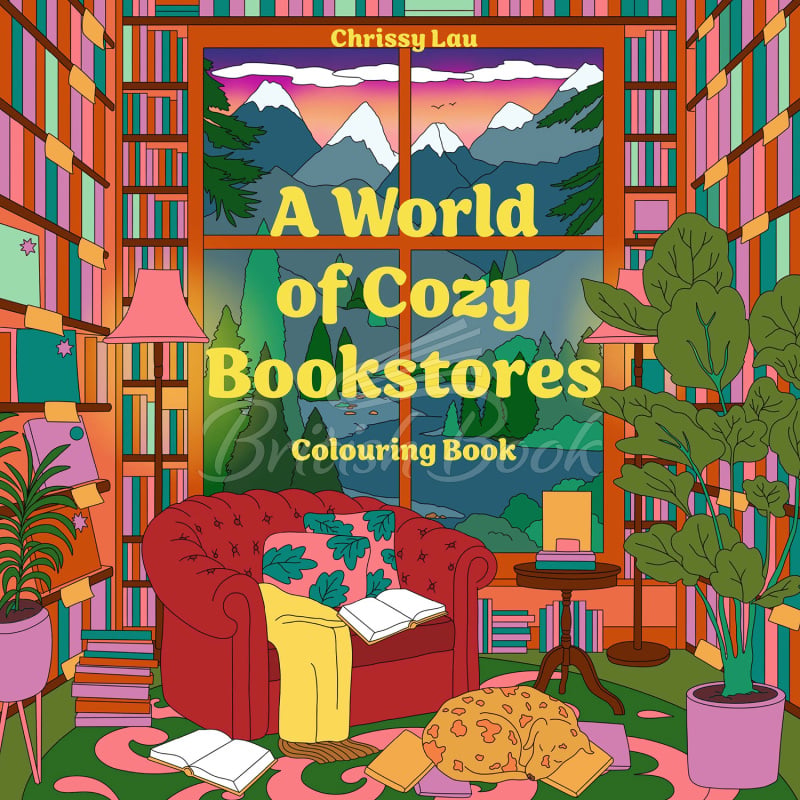 Книга A World of Cozy Bookstores Colouring Book зображення