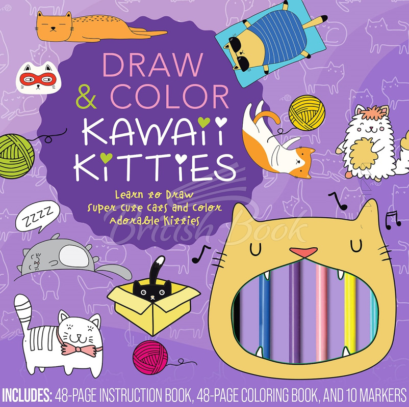 Набор для творчества Draw & Color Kawaii Kitties Kit изображение