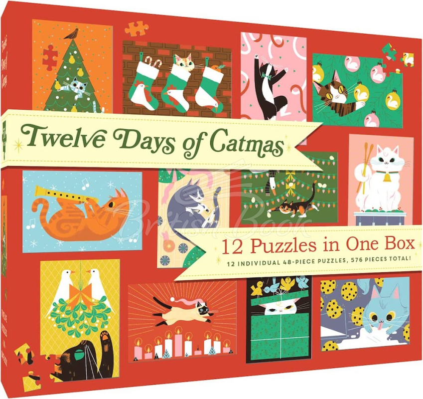 Пазл Twelve Days of Catmas: 12 Puzzles in One Box изображение 1