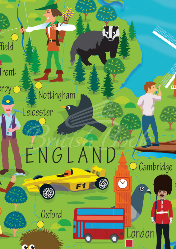 Карта Collins Children's Wall Map of the United Kingdom and Ireland зображення 2