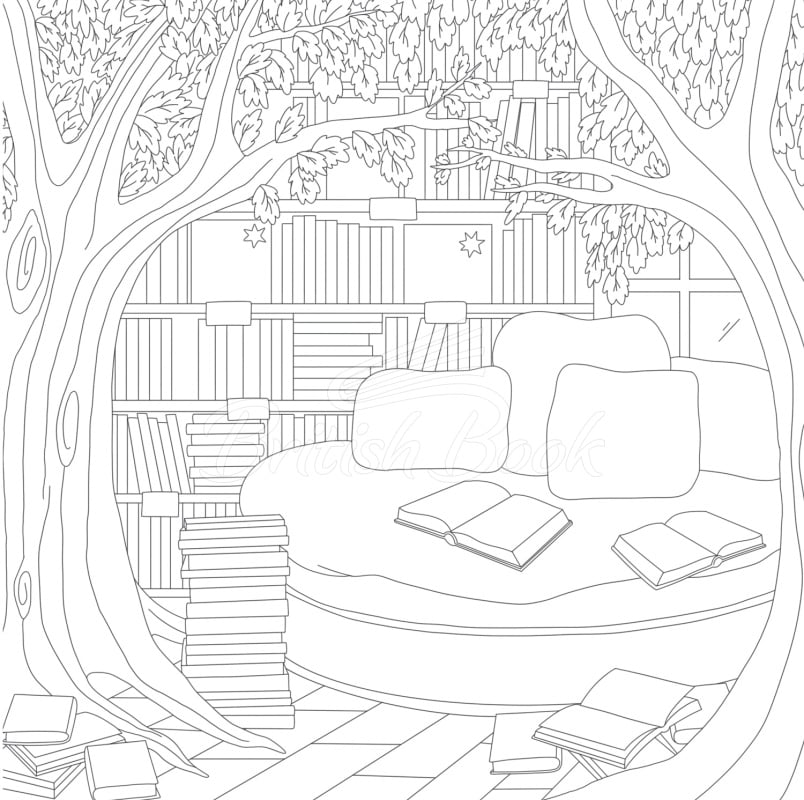 Книга A World of Cozy Bookstores Colouring Book зображення 5