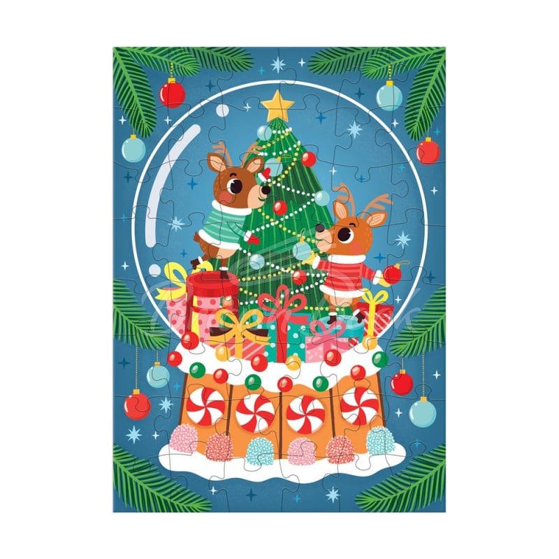 Пазл Reindeer Snow Globe 48 Piece Mini Puzzle Ornament зображення 1
