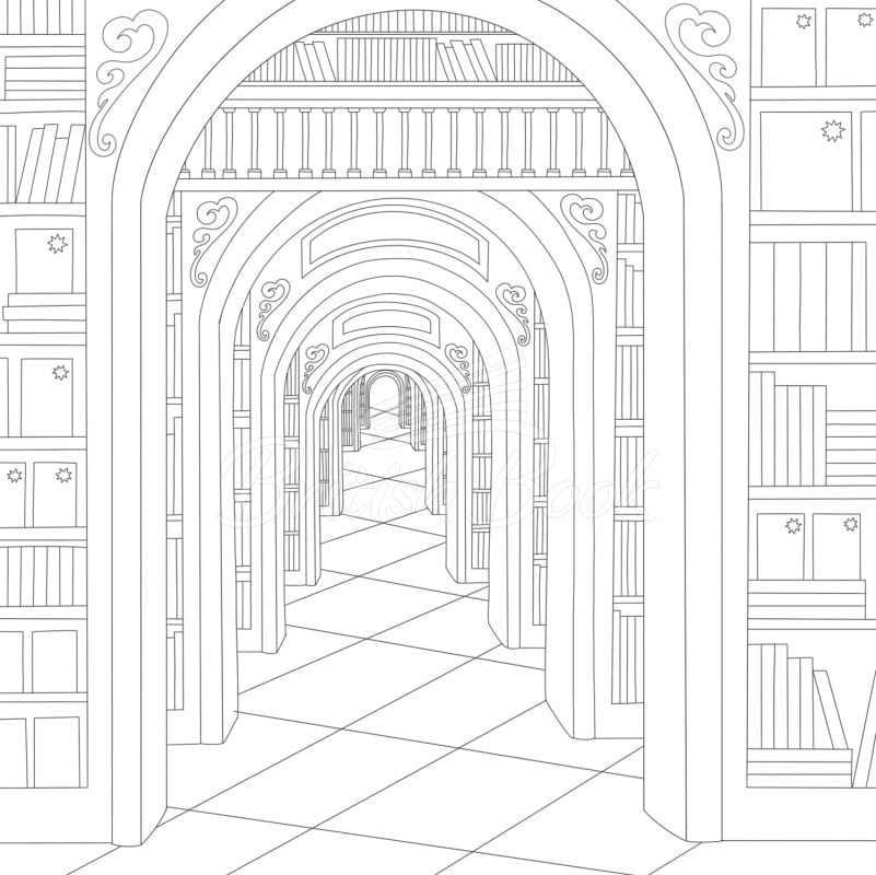 Книга Cozy Bookshops Colouring Book изображение 3