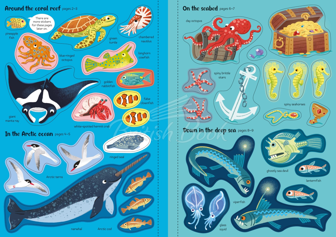 Книга Sparkly Sea Creatures Sticker Book изображение 6