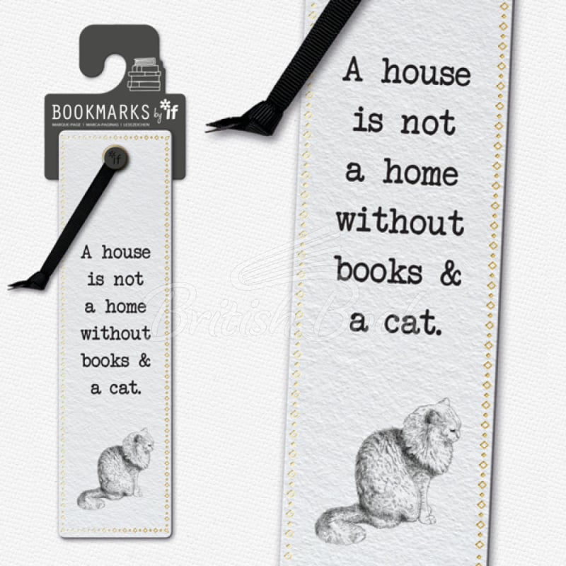 Закладка Literary Bookmarks: Books & a Cat изображение 1
