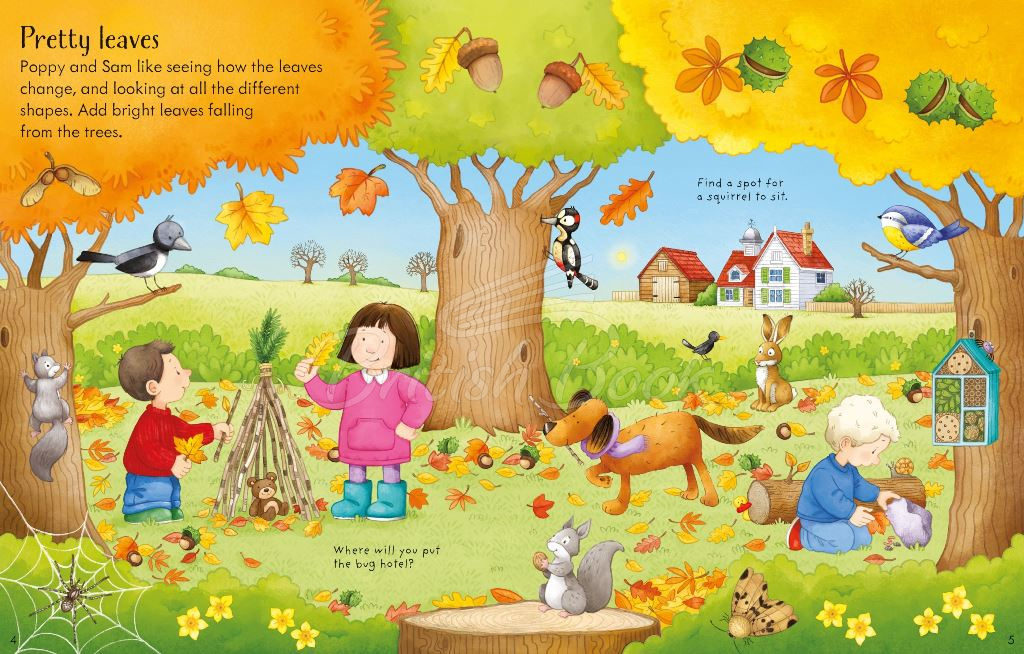 Книга Usborne Farmyard Tales: Poppy and Sam's Autumn Sticker Book изображение 2