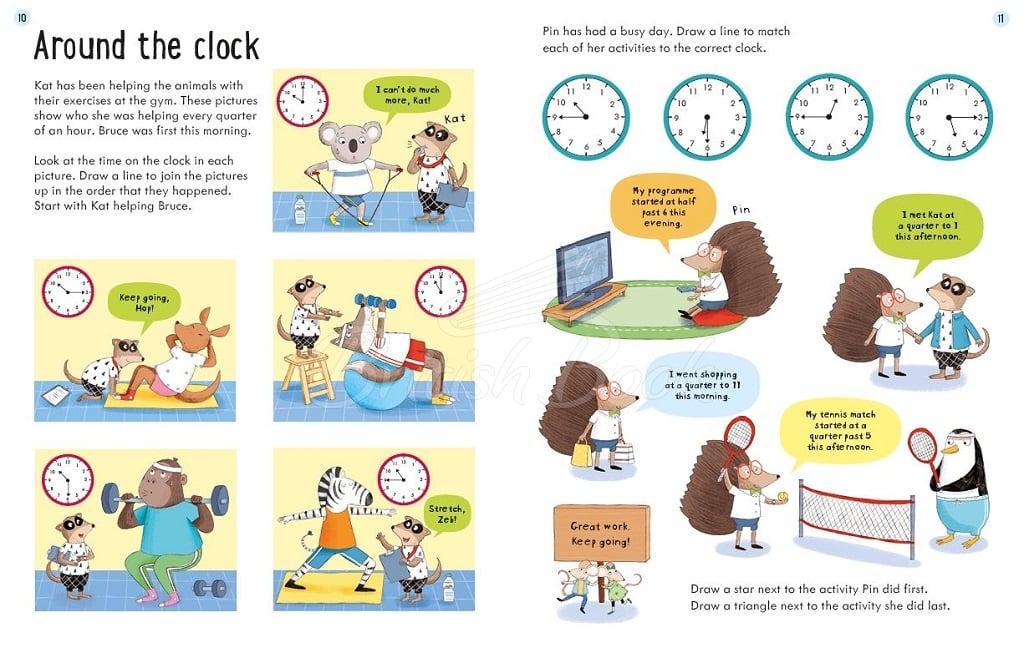 Книга Usborne Workbooks: Telling the Time (Age 7 to 8) изображение 2