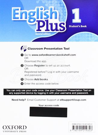 Ресурси для інтерактивної дошки English Plus Second Edition 1 Student's Book Classroom Presentation Tool eBook Pack зображення