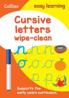 Collins Easy Learning Preschool: Cursive Letters Wipe-Clean Activity Book (Ages 3-5)