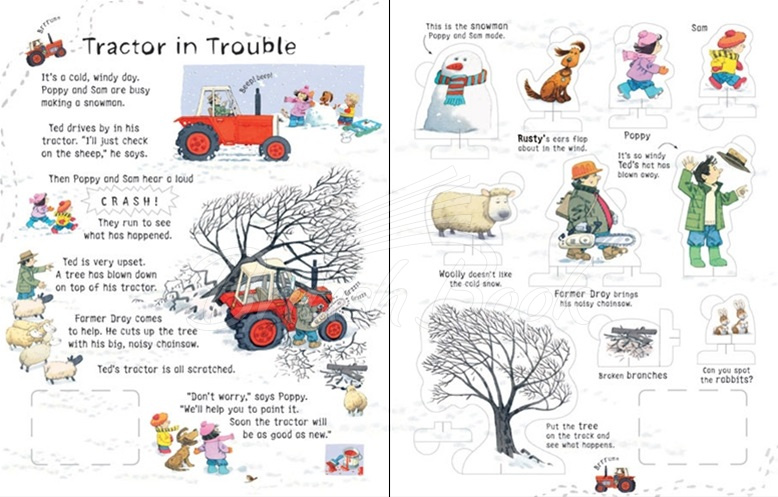 Книга Usborne Farmyard Tales: Poppy and Sam's Wind-up Tractor Book зображення 2