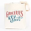 Emily Mcdowell & Friends Groceries & Shit Tote Bag (White)