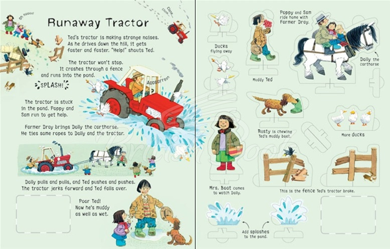 Книга Usborne Farmyard Tales: Poppy and Sam's Wind-up Tractor Book зображення 4