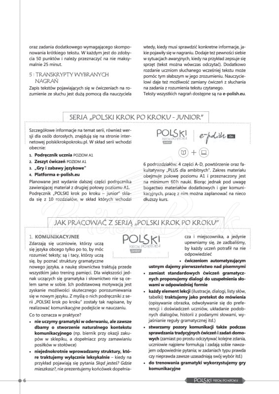 Книга для вчителя Polski krok po kroku Junior 1 Podręcznik nauczyciela зображення 5